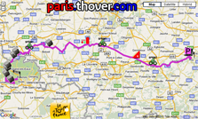 The route map of the third stage of the 2010 Tour de France on Google Maps