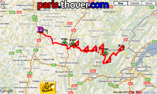 The route map of the seventh stage of the 2010 Tour de France on Google Maps
