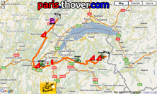 Het parcours van de achtste etappe van de Tour de France 2010 op Google Maps