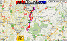 Het parcours van de negende etappe van de Tour de France 2010 op Google Maps