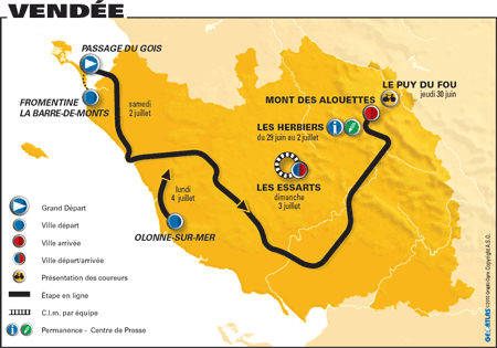 De kaart van het Grand Départ van de Tour de France 2011 -  A.S.O. / bron: letour.fr