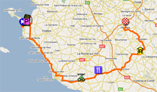 La carte du parcours de la première étape du Tour de France 2011 sur Google Maps