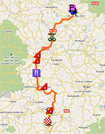 La carte du parcours de la dixième étape du Tour de France 2011 sur Google Maps