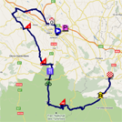 The map with the race route of the thirteenth stage of the Tour de France 2011 op Google Maps