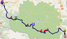 La carte du parcours de la quatorzime tape du Tour de France 2011 sur Google Maps