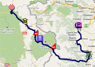 De kaart met het parcours van de achtiende etappe van de Tour de France 2011 op Google Maps