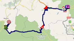 De kaart met het parcours van de negentiende etappe van de Tour de France 2011 op Google Maps