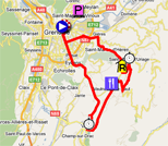 The map with the race route of the twentieth stage of the Tour de France 2011 op Google Maps