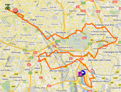 La carte du parcours de la 21ème étape du Tour de France 2011 sur Google Maps