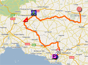 La carte du parcours de la quatrième étape du Tour de France 2011 sur Google Maps