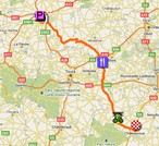 La carte du parcours de la septime tape du Tour de France 2011 sur Google Maps