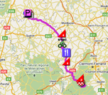 De kaart met het parcours van de achtste etappe van de Tour de France 2011 op Google Maps