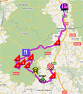 La carte du parcours de la neuvième étape du Tour de France 2011 sur Google Maps