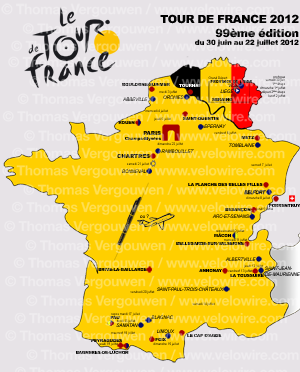 The provisional map of the Tour de France 2012 parcours -  Thomas Vergouwen / www.velowire.com