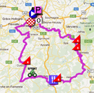 The map with the race route of the first stage of the Tour de France 2012 on Google Maps