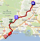 De kaart met het parcours van de dertiende etappe van de Tour de France 2012 op Google Maps