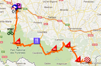 The map with the race route of the sixteenth stage of the Tour de France 2012 on Google Maps
