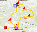 The map with the race route of the seventeenth stage of the Tour de France 2012 on Google Maps