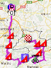 The map with the race route of the eighth stage of the Tour de France 2012 on Google Maps