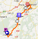 The map with the race route of the ninth stage of the Tour de France 2012 on Google Maps