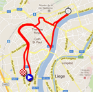 The map with the race route of the prologue of the Tour de France 2012 on Google Maps