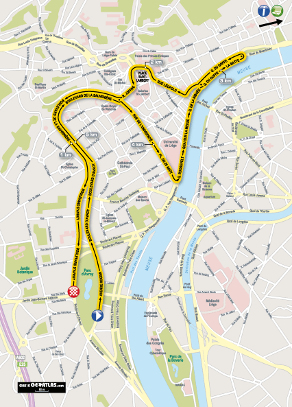 The race route of the prologue of the 2012 Tour de France in Liège