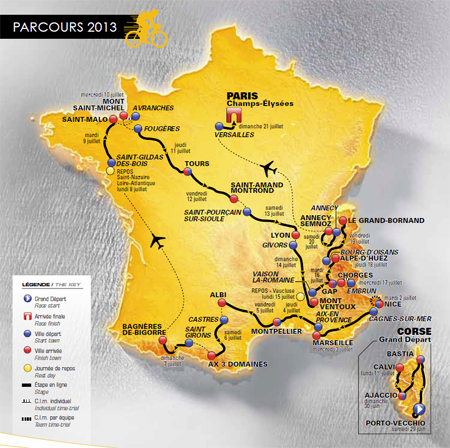 La carte officielle du Tour de France 2013