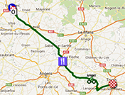 The map with the race route of the twelfth stage of the Tour de France 2013 on Google Maps