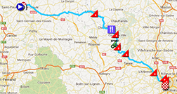 De kaart met het parcours van de veertiende etappe van de Tour de France 2013 op Google Maps