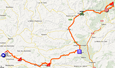 La carte du parcours de la seizime tape du Tour de France 2013 sur Google Maps