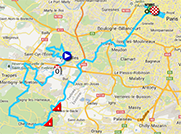 The map with the race route of the twenty first stage of the Tour de France 2013 on Google Maps