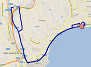 De kaart met het parcours van de vierde etappe van de Tour de France 2013 op Google Maps