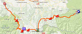 La carte du parcours de la neuvième étape du Tour de France 2013 sur Google Maps