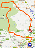 De kaart met het parcours van de eerste etappe van de Tour de France 2014 op Google Maps