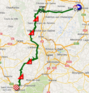 De kaart met het parcours van de twaalfde etappe van de Tour de France 2014 op Google Maps