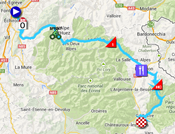De kaart met het parcours van de veertiende etappe van de Tour de France 2014 op Google Maps