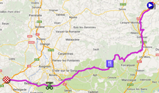 De kaart met het parcours van de vijftiende etappe van de Tour de France 2014 op Google Maps