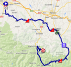 De kaart met het parcours van de achttiende etappe van de Tour de France 2014 op Google Maps