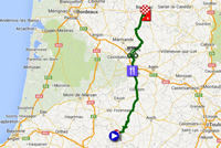 De kaart met het parcours van de negentiende etappe van de Tour de France 2014 op Google Maps