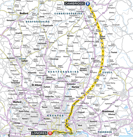 De kaart van de 3de etappe van de Tour de France 2014