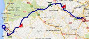 De kaart met het parcours van de vierde etappe van de Tour de France 2014 op Google Maps