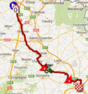The map with the race route of the sixth stage of the Tour de France 2014 on Google Maps