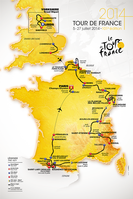 The official map of the Tour de France 2014