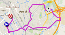 De kaart met het parcours van de eerste etappe van de Tour de France 2015 op Google Maps