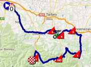 The map with the race route of the eleventh stage of the Tour de France 2015 on Google Maps