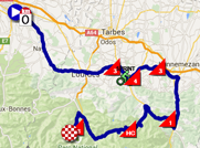 De kaart met het parcours van de elfde etappe van de Tour de France 2015 op Google Maps