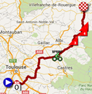 The map with the race route of the thirteenth stage of the Tour de France 2015 on Google Maps