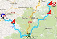 De kaart met het parcours van de veertiende etappe van de Tour de France 2015 op Google Maps