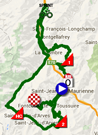 The map with the race route of the nineteenth stage of the Tour de France 2015 on Google Maps