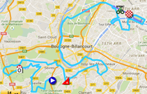 De kaart met het parcours van de eenentwintigste etappe van de Tour de France 2015 op Google Maps